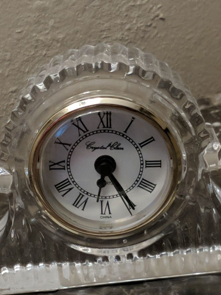 Vintage crystal clock candle holder sold