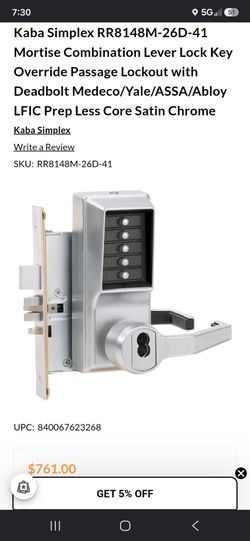Dormakaba Simplex lock