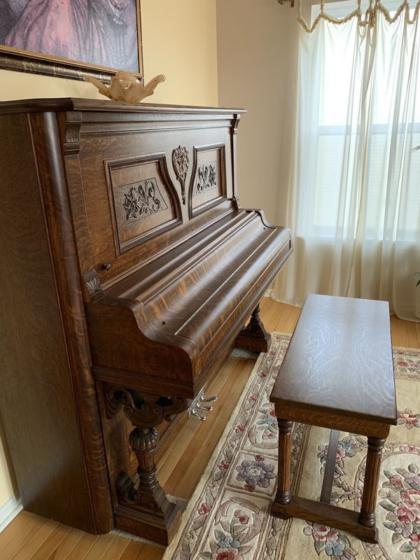 Antique Newman Brothers Upright Grand Piano - From 1800s