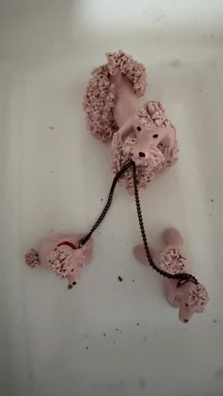 Vintage Pink Ceramic Poodle Figurine Set