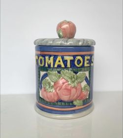 Vintage Ceramic Canister w/Lid TOMATOES Jay Imports