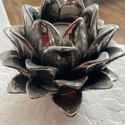 Beautiful Ceramic Silver Tea Candle Holder 