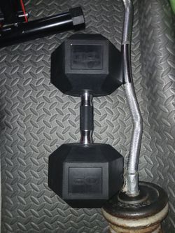 2 60lbs dumbbells