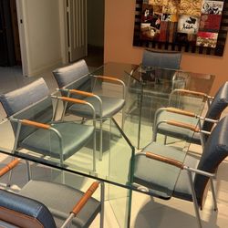 Glass Dining Room Table W/ 6 Geiger Misto Side Chairs - Excellent Condition  Retail: $3100.  