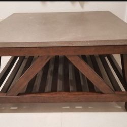 STAR FURNITURE square Coffee Table, Cement And Solid Wood