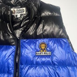 Black/Blue BAPE BABY MILO Puffer Vest 