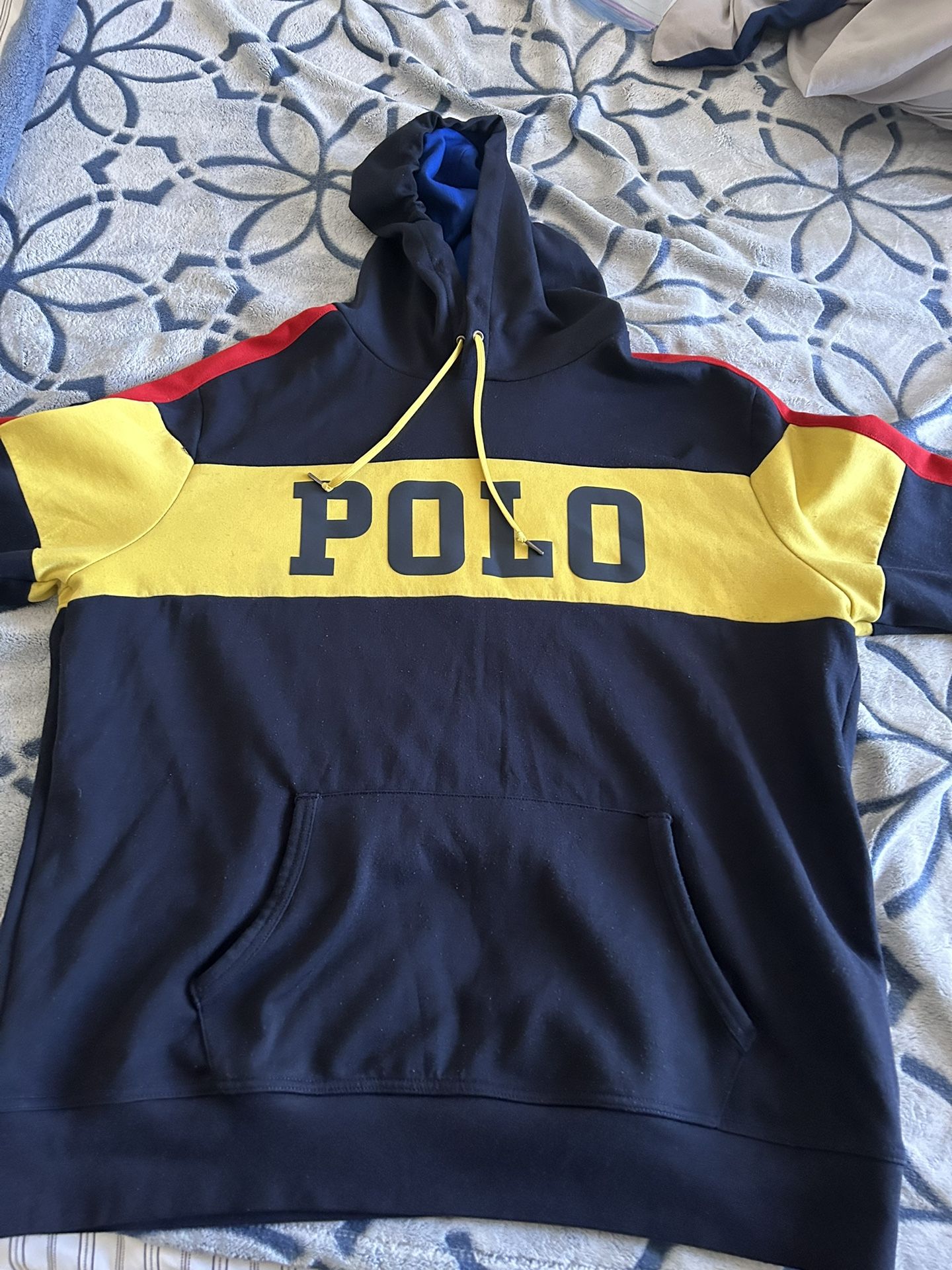 Navy Blue, Yellow , Red Polo Hoodie