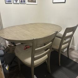 Beautiful Pottery Barn Solid Wood Extendable Dining Table (seats 4-6) & 2 Chairs