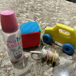 Two-dozen+ baby toys and items