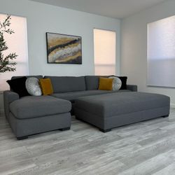 Restoration Hardware Sectional Gray Fabric Maxwell Model Ottoman FREE DELIVERY