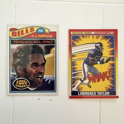1977 Topps O.J. Simpson/1990 Score Lawrence Taylor Football 🏈 cards