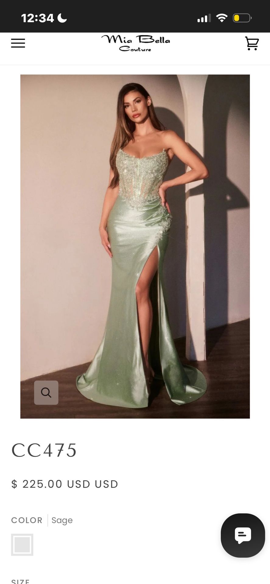 Prom dress, size 12 sage green
