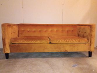 Living Spaces Orange Suede Sofa (Brand New)!
Clearance liquidation Sale!!