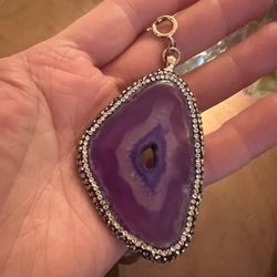 Purple Agate Slice Pendant New 