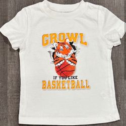 New Baby / Toddler 18 Month White "Growl If You Like Basketball” Lion Tee