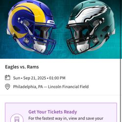 Pair of Eagles Tickets Los Angeles Rams vs Philadelphia Eagles