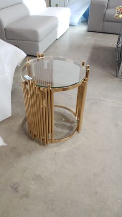Gold glass and table