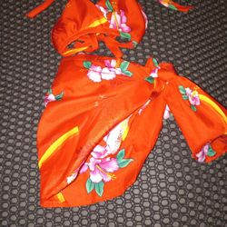 Size 4 Toddler Hawian Bikini Top & Bottom, With Wrap Around Skirt