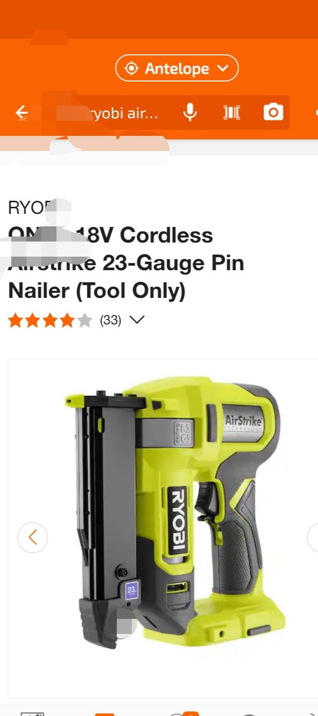 Ryobi Airstrike Nailer