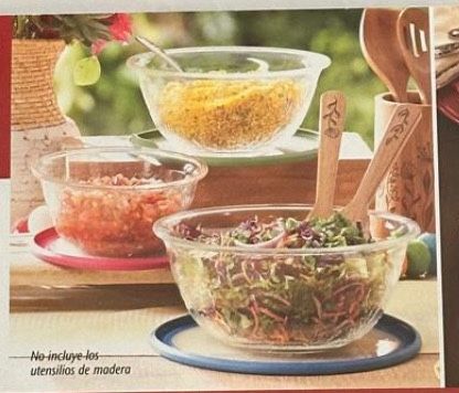 Princess House Set De Bowls De Vidrio 3 Pzas Con Tapadera...