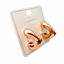 Chunky Puff Heart Hoop Earrings – Rose Gold Plated | Minimalist Jewelry