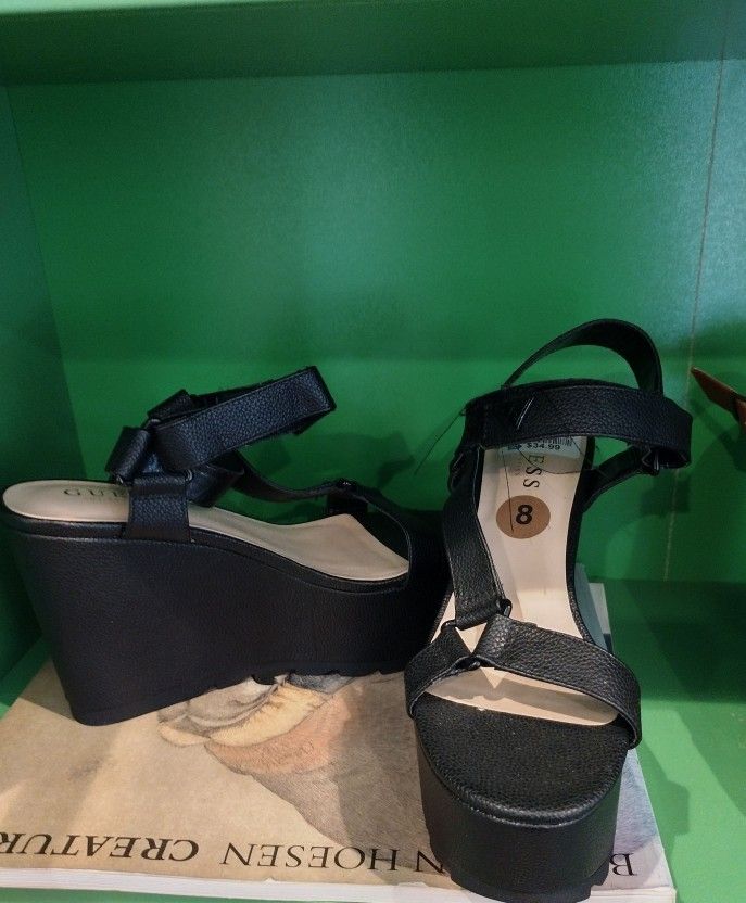 Black Guess Wedge Sandles