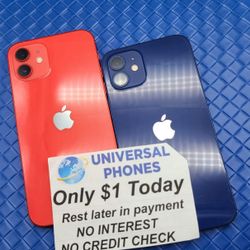 Apple IPhone 12 64gb  Unlocked, FREE Smartwach/ Headphones. Pay $1 Today Rest in payments. NO CREDIT NEEDED FINANCING