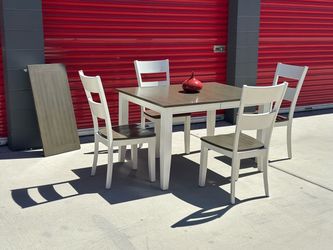 Two-Tone Dining Table Set with 4 Chairs - plus leaf