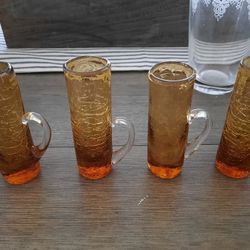 Pilgrim Art Orange Cracle Glass Shot Glasses 