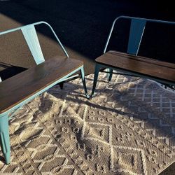 🪑 2 Rustic Wood Dining Benches – $40 for both (Damaged but Loved)