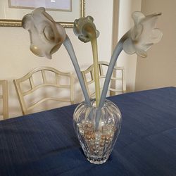 Unique Glass Flowers In Crystal Vase