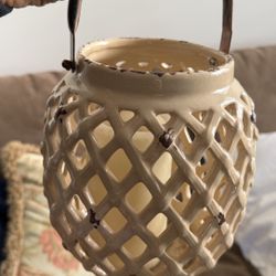 Ceramic Lantern With Candle 