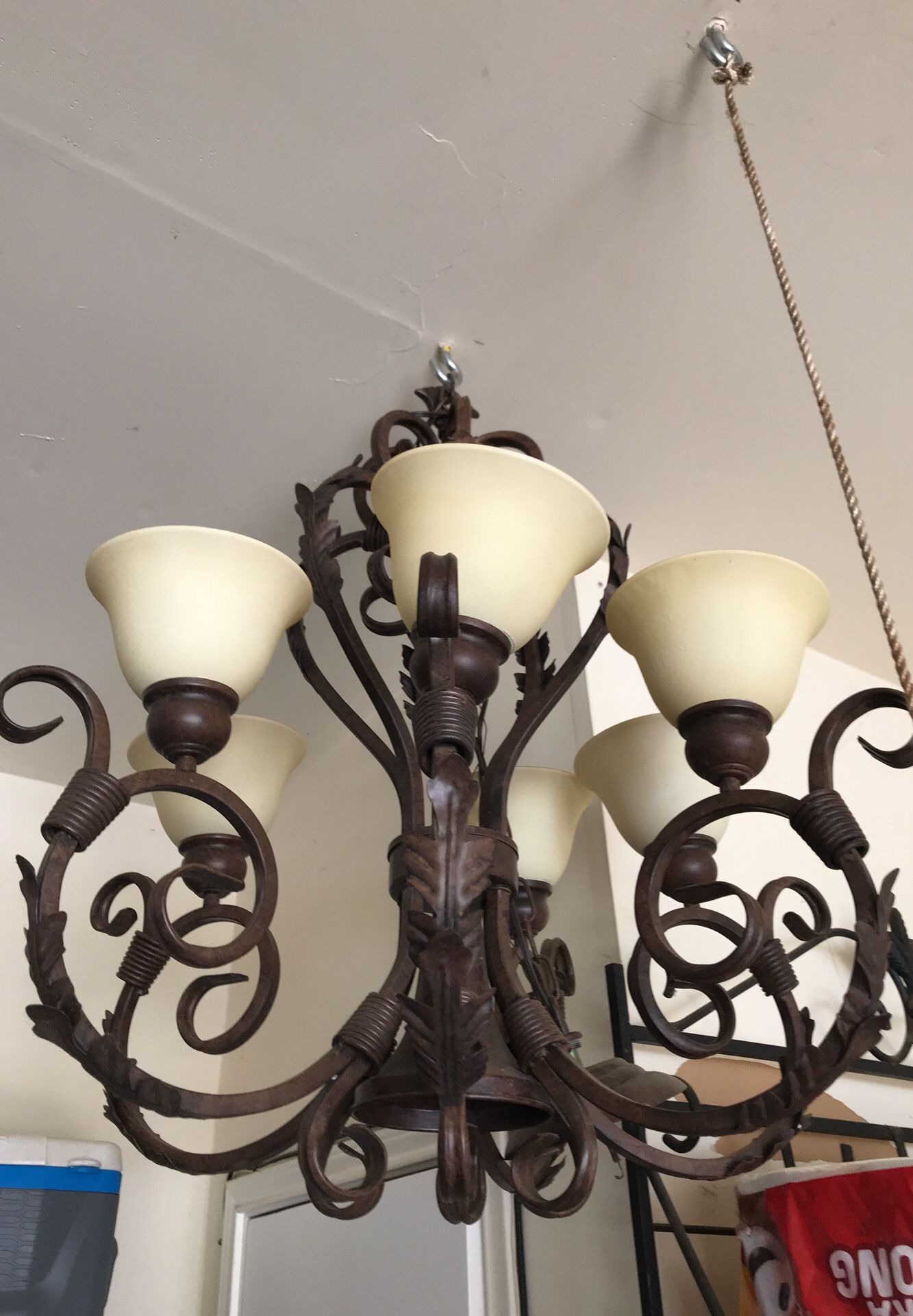Set of house chandelier, hall lights, and drop light