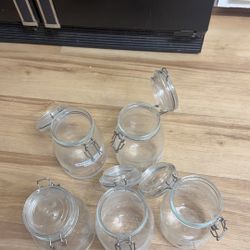 Set of 5 Glass Jars with Hinged Lids - Great Condition!