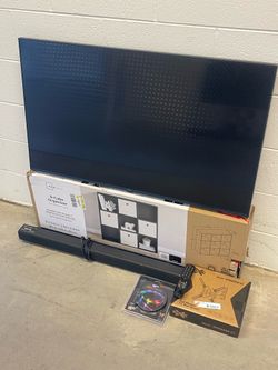 43” LG 4K SMART UHD LED TV + NEW 9 CUBE ORGANIZER + BRAND NEW FULL MOTION WALL MOUNT + BRAND NEW LED LIGHTS + SOUNDBAR