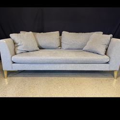 Modern Gray Couch with Gold Legs Joybird Brand  – Great Condition