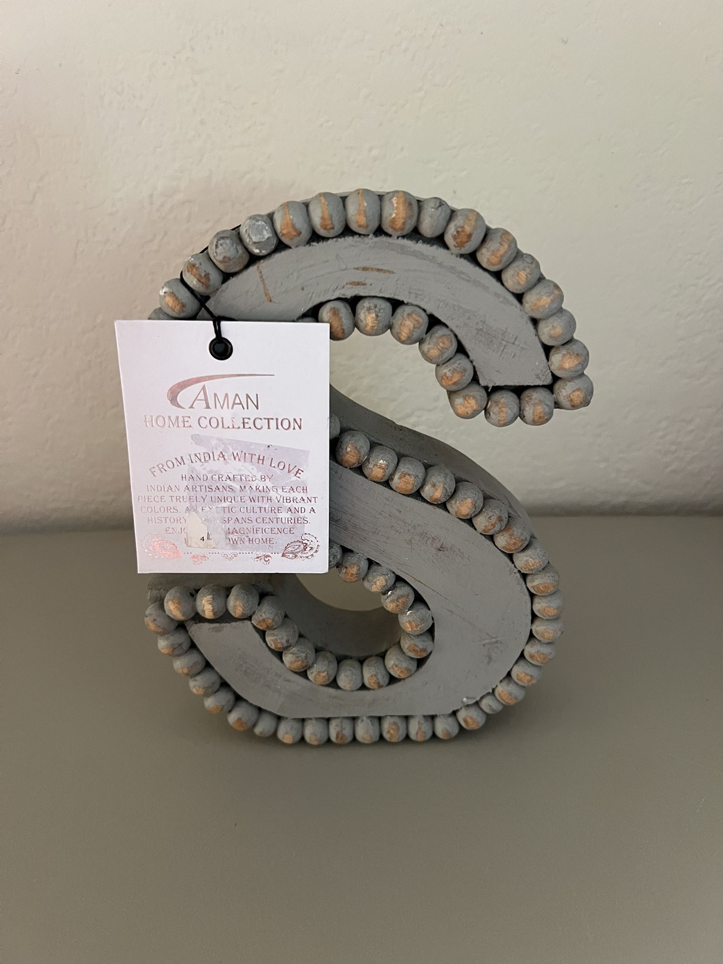 New Wooden Decorative Letter ‘S’ Soft Grey Color