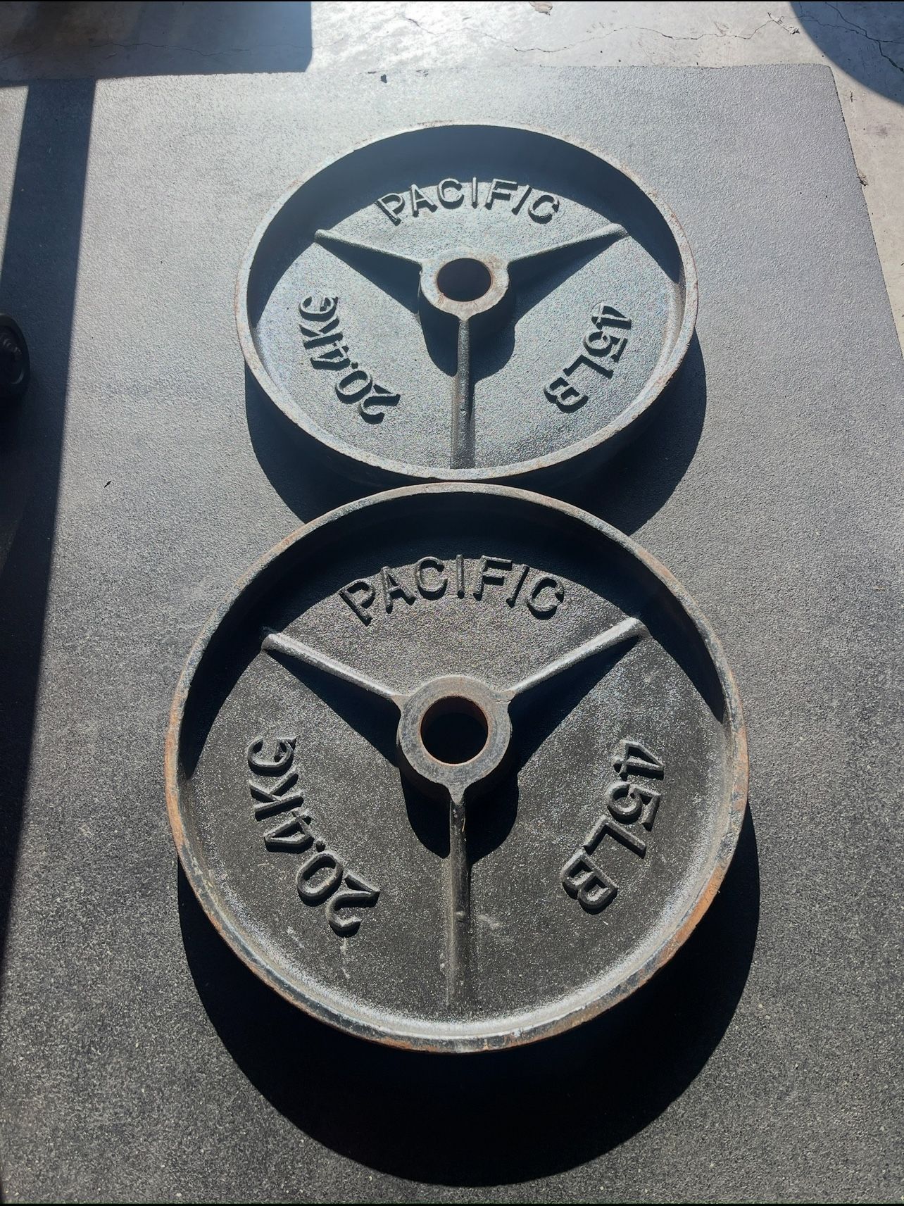 45 lbs PACIFIC Olympic Weight Plates…. Home Gym Fitness….