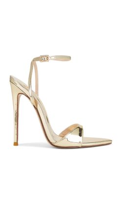 Femme LA Metallic Gold Ankle Strap Sandal Heels - 7 - Worn Once