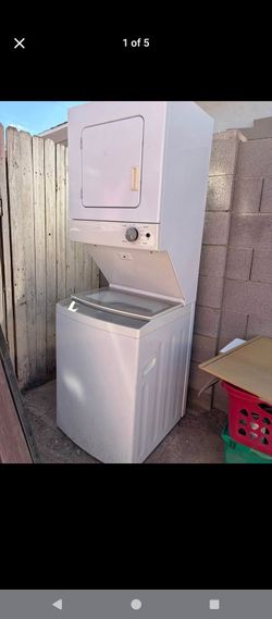 STACK UNIT WASHER & DRYER ELECTRIC 220 VOLT WHITE ON WHITE WHIRLPOOL DIGITAL WORKING EXCELLENT WITH 6 MONTHS WARRANTY PRICE TOTAL $500 DOLLAR'S PLEASE