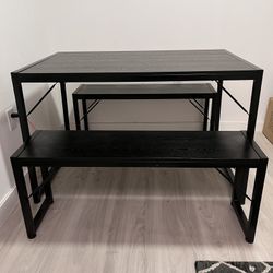 Black Bench Dining Set 