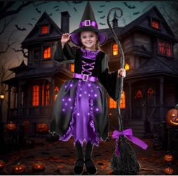 Halloween girls witch light up dress Medium 8/10
