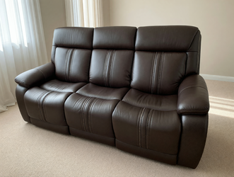 New Infinity Sofa by Value City Brown Leather Recliner Sleeper - Tega Cay, SC