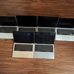 6 APPLE MACBOOKS LAPTOPS FOR PARTS, SCREEN AND BODY LOOK GOOD ONLY 2020 & 2019 PARTS ONLY!!! 
