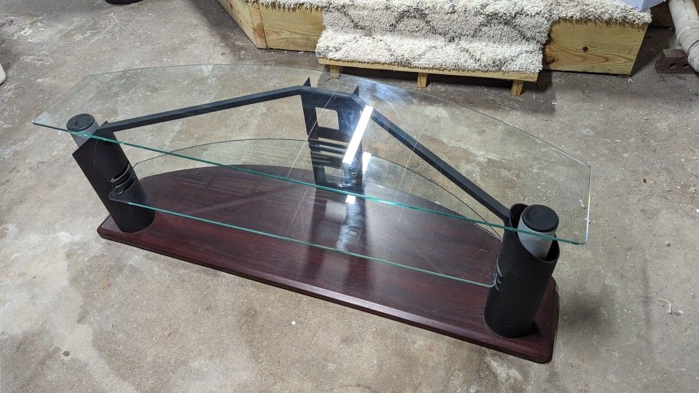 Glass And Dark Wood Tv Stand