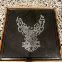 Harley Davidson Etching Eagle Motorcycle Wall Mirror On wood Frame