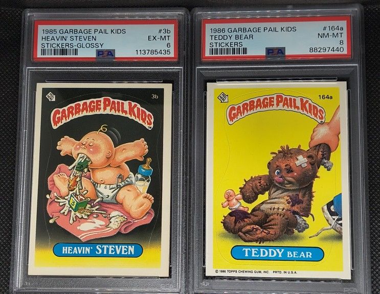 1985 Topps OS1 Garbage Pail Kids Heavin' Steven #3b W/ 1986 Teddy Bear #164a Set