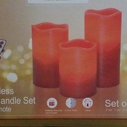 FLAMELESS RED LED CANDLE SETS WITH REMOTE 
