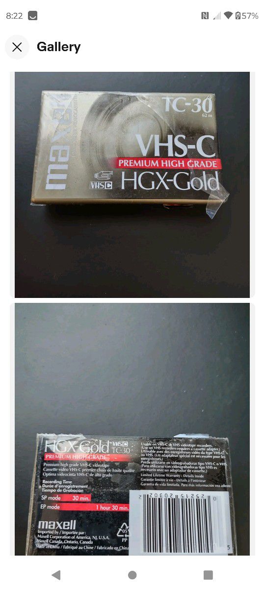 Sealed Maxwell VHS-C TC-30 HGX-GOLD 