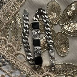 Black And Silver Bracelet  925